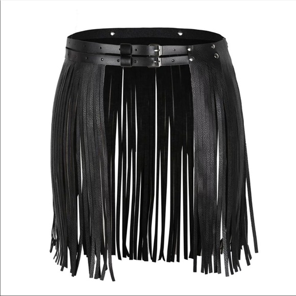Accessories Black Leather Fringe Belt Poshmark